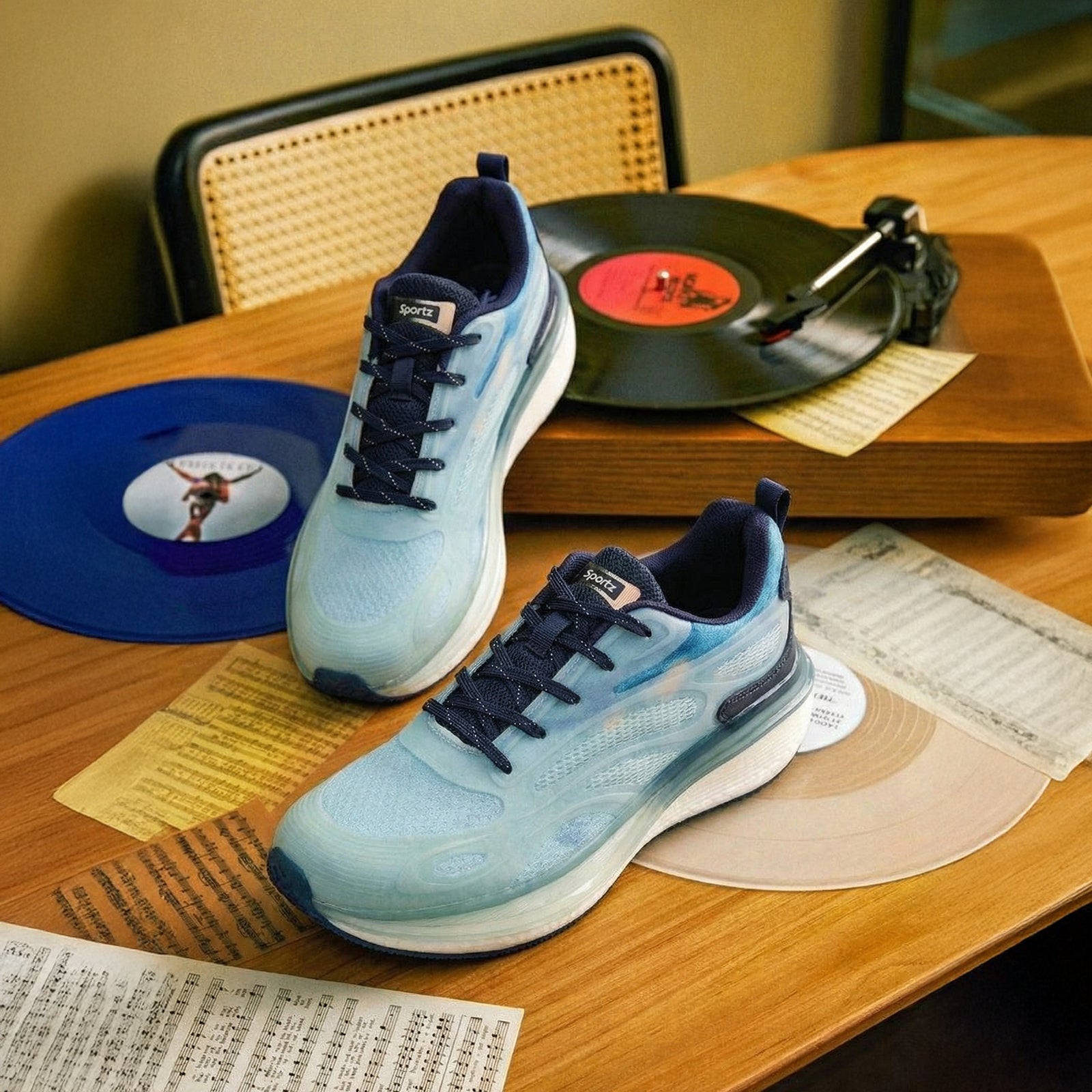 Men's Night Glow Sports Shoes - WS9154 Sea Blue