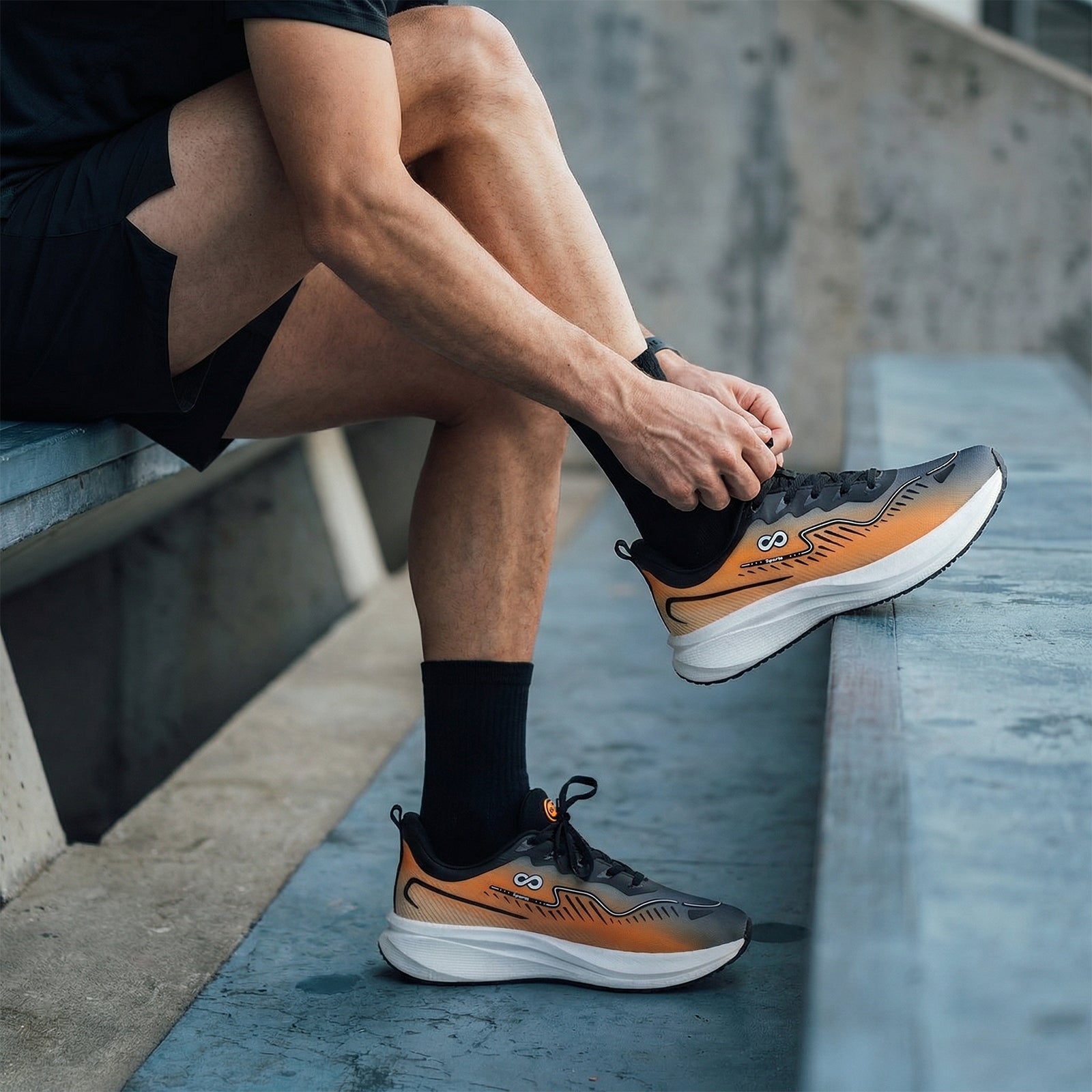 Men's Active Beads Sports Shoes - WS9163 Grey Orange