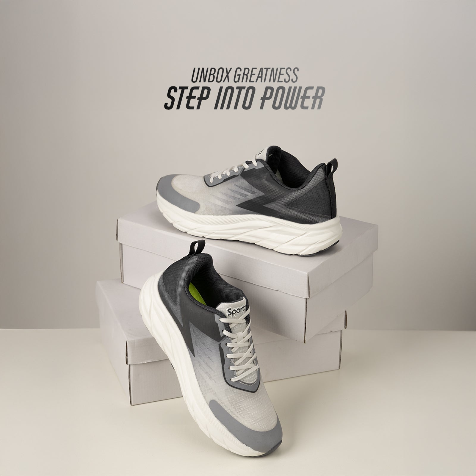 Men's Lace-up Sports Shoe - WS97543 White Grey