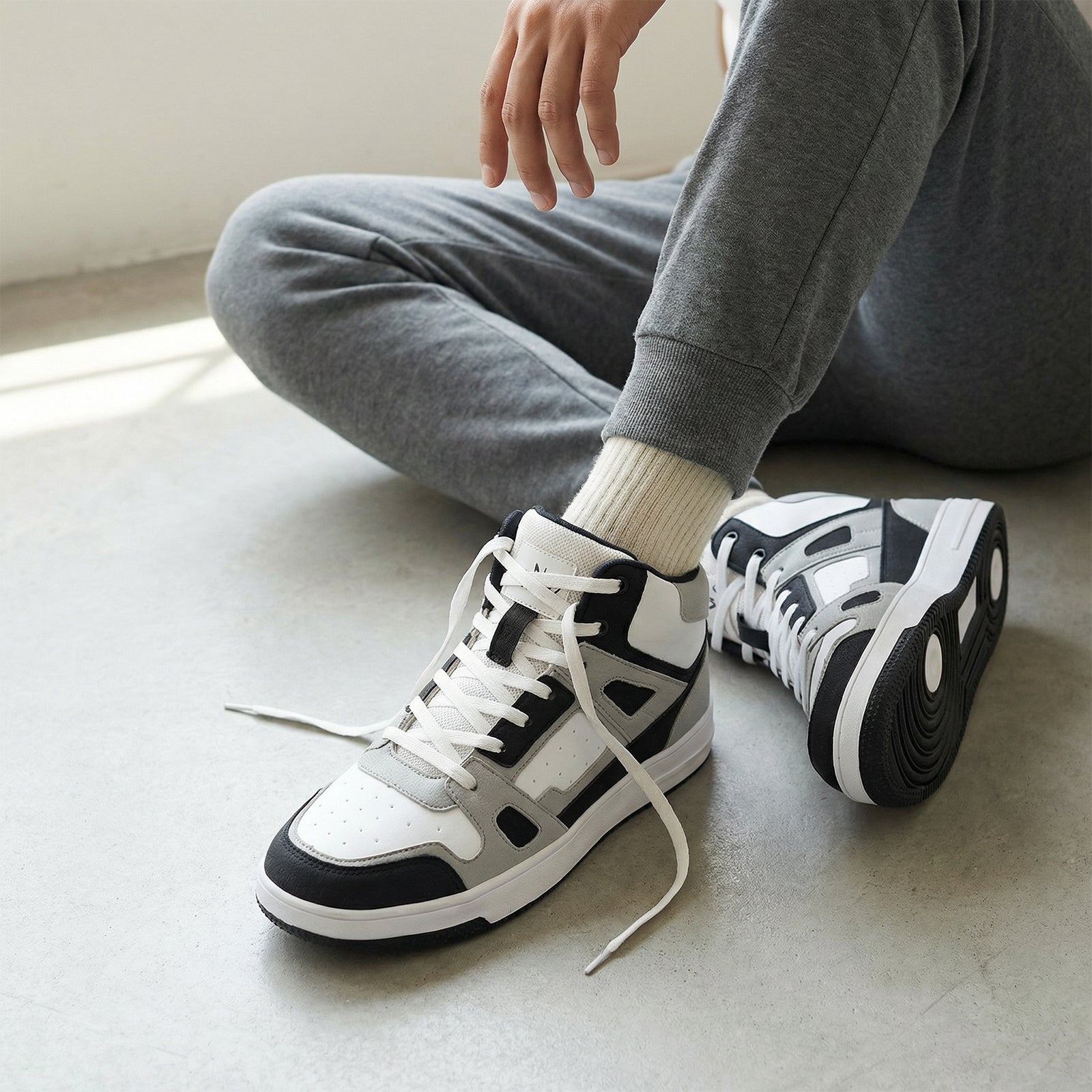 Men's High Top Sneakers - WY3466 Black White