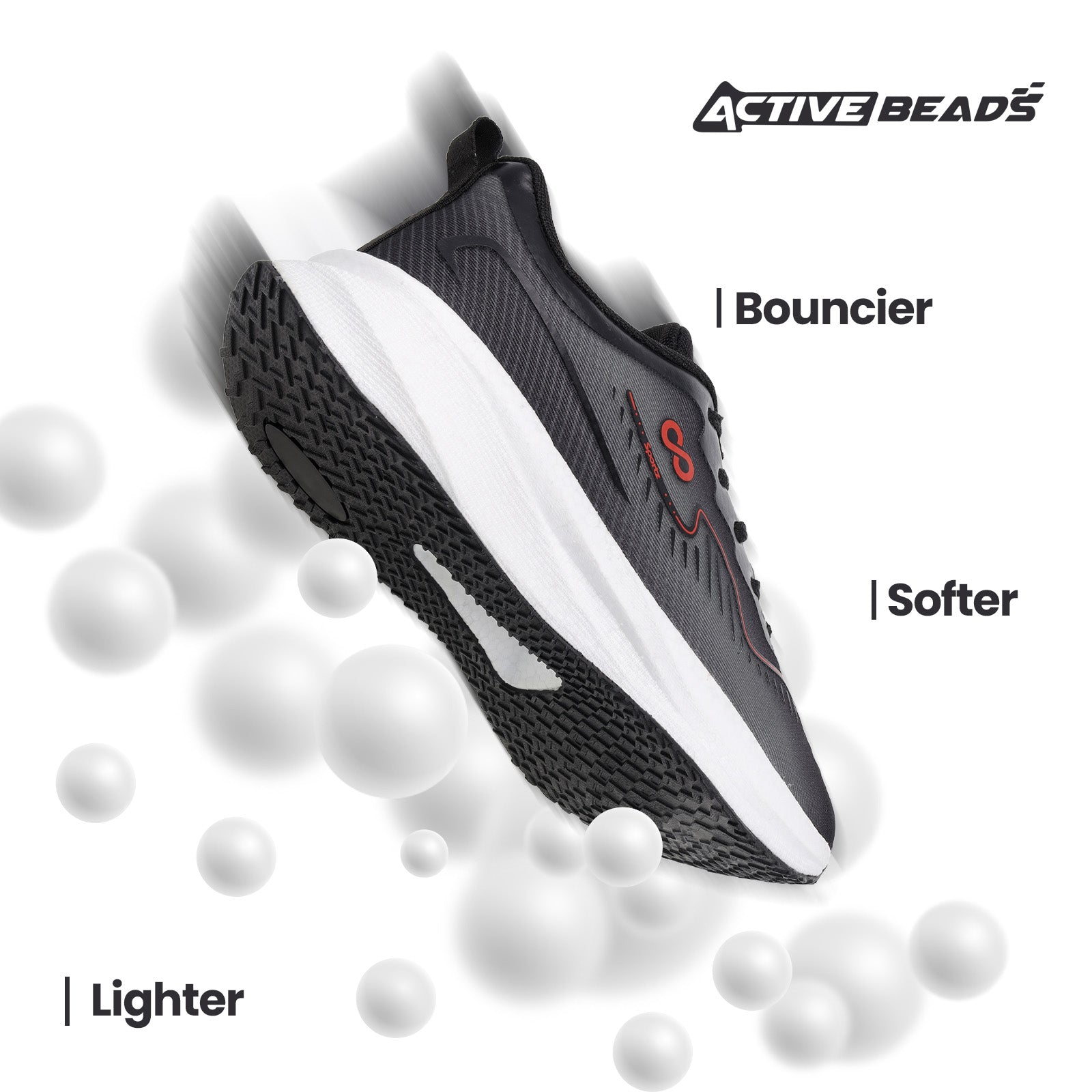 Men's Active Beads Sports Shoes - WS9163 Black