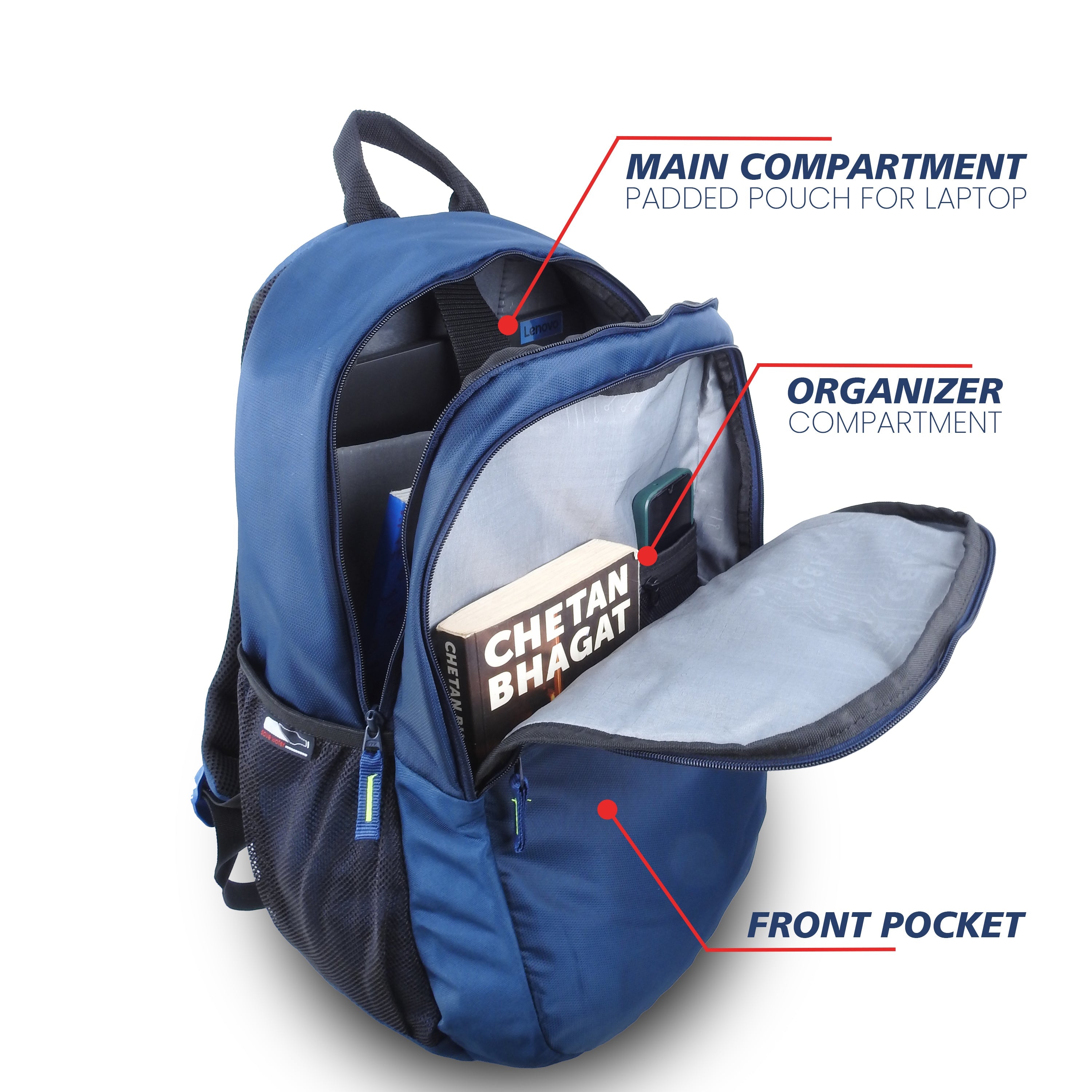 Strabo Aztech 15 inch Laptop Bag - Colour Blue 30L Water Resistant - Strabo