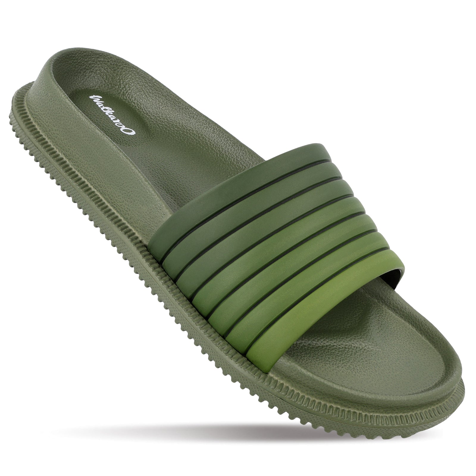 Walkaroo Mens Flip Flop Sliders - WC4845 Olive - Walkaroo Footwear