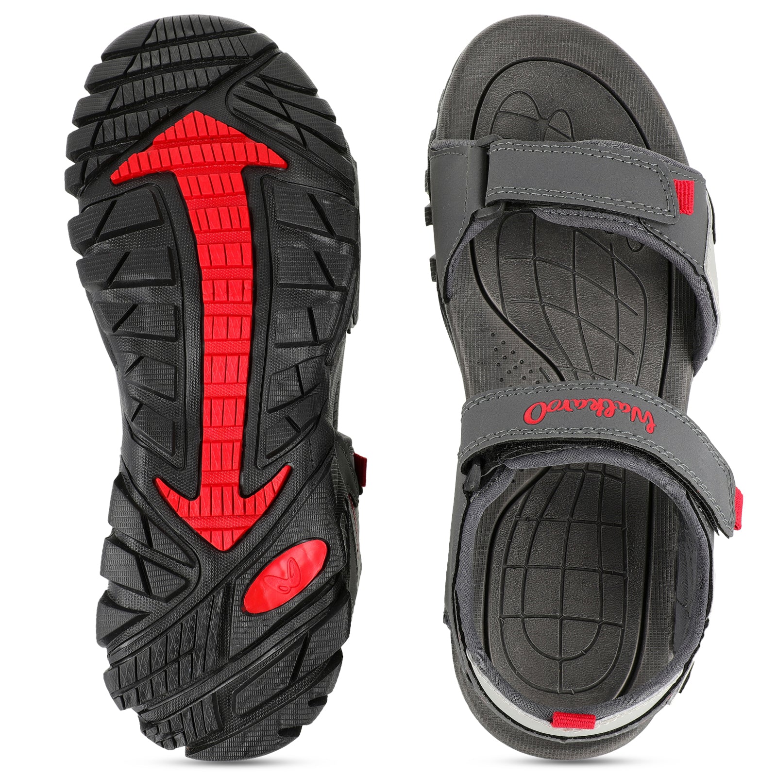 Walkaroo Men Strappy Floater Sandals  - WC4362 Grey Red