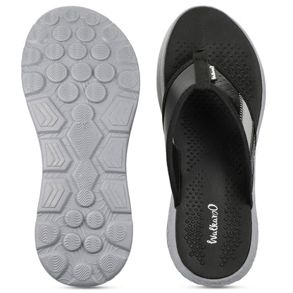 Walkaroo Men Textured Thong Flip-Flop - WC4238 Black Grey - Walkaroo Footwear