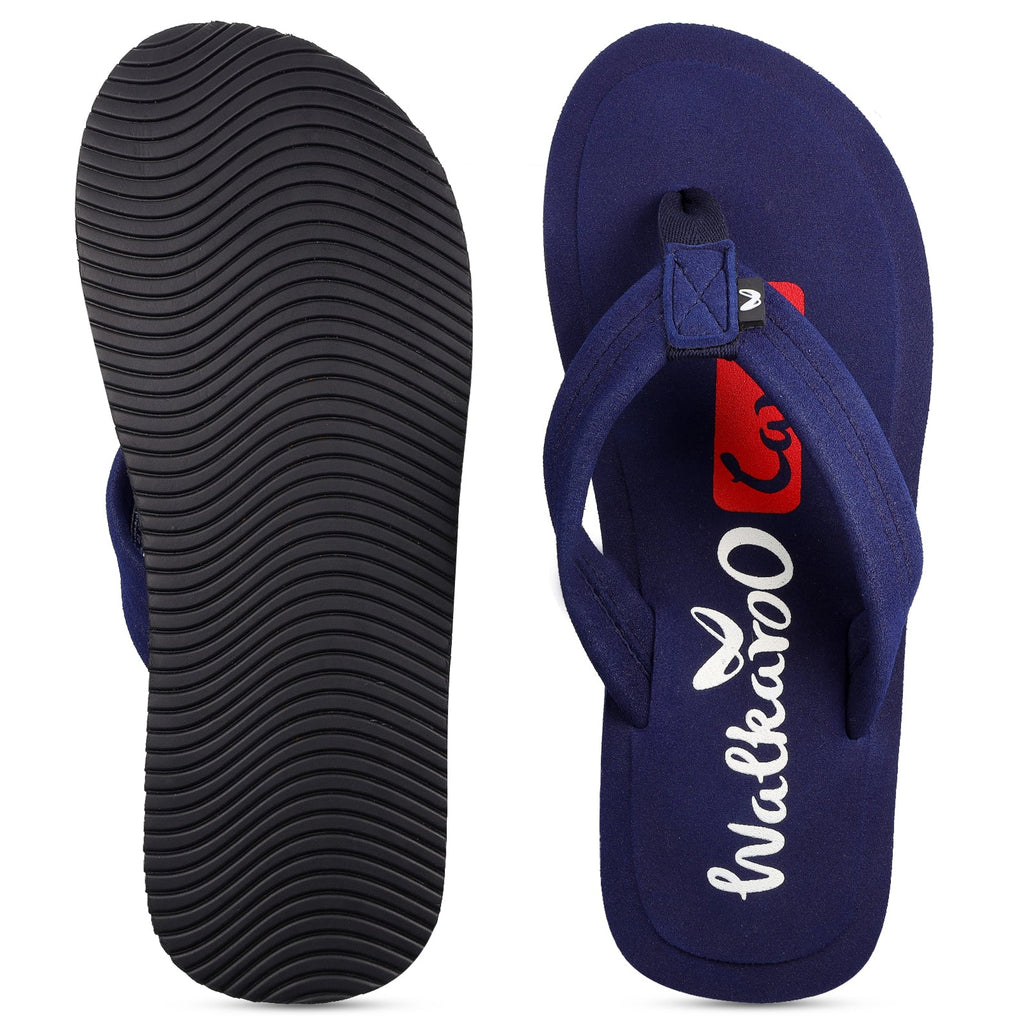 Walkaroo Men Solid Care Plus Flip-Flop - WH3807 Navy Blue - Walkaroo Footwear