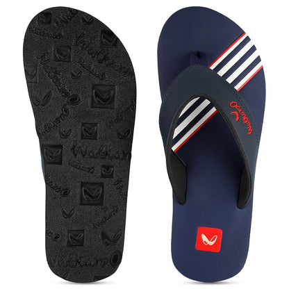 Walkaroo Men Striped Thong Flip-Flop  - WC4220 Blue white