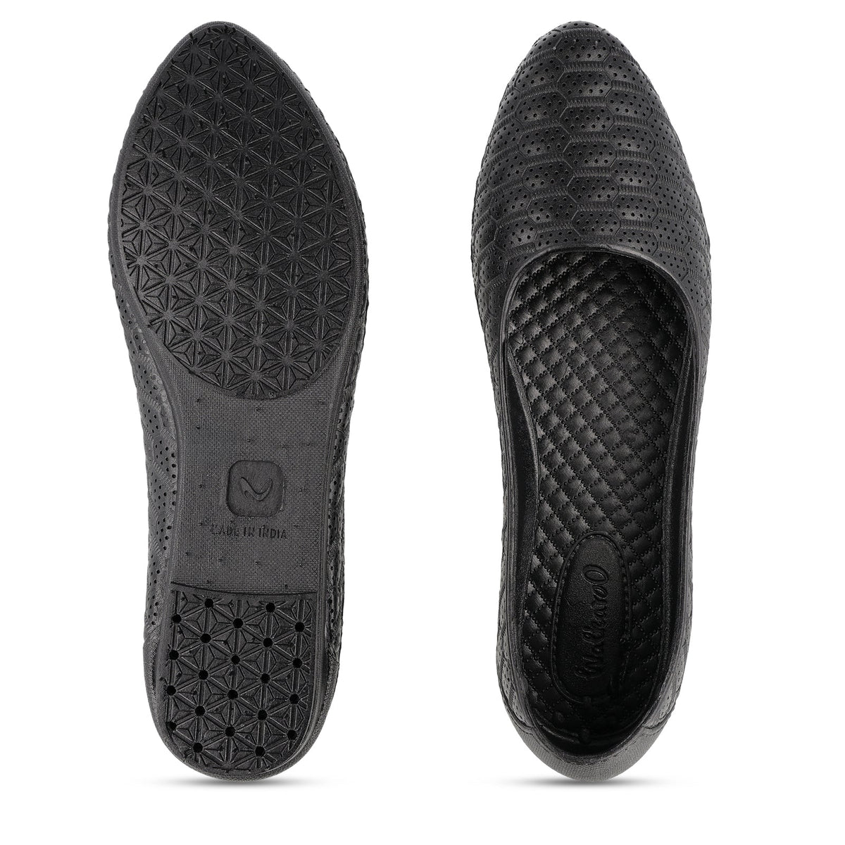 Walkaroo Go Womens Melange Belly Shoes - 12801 Black