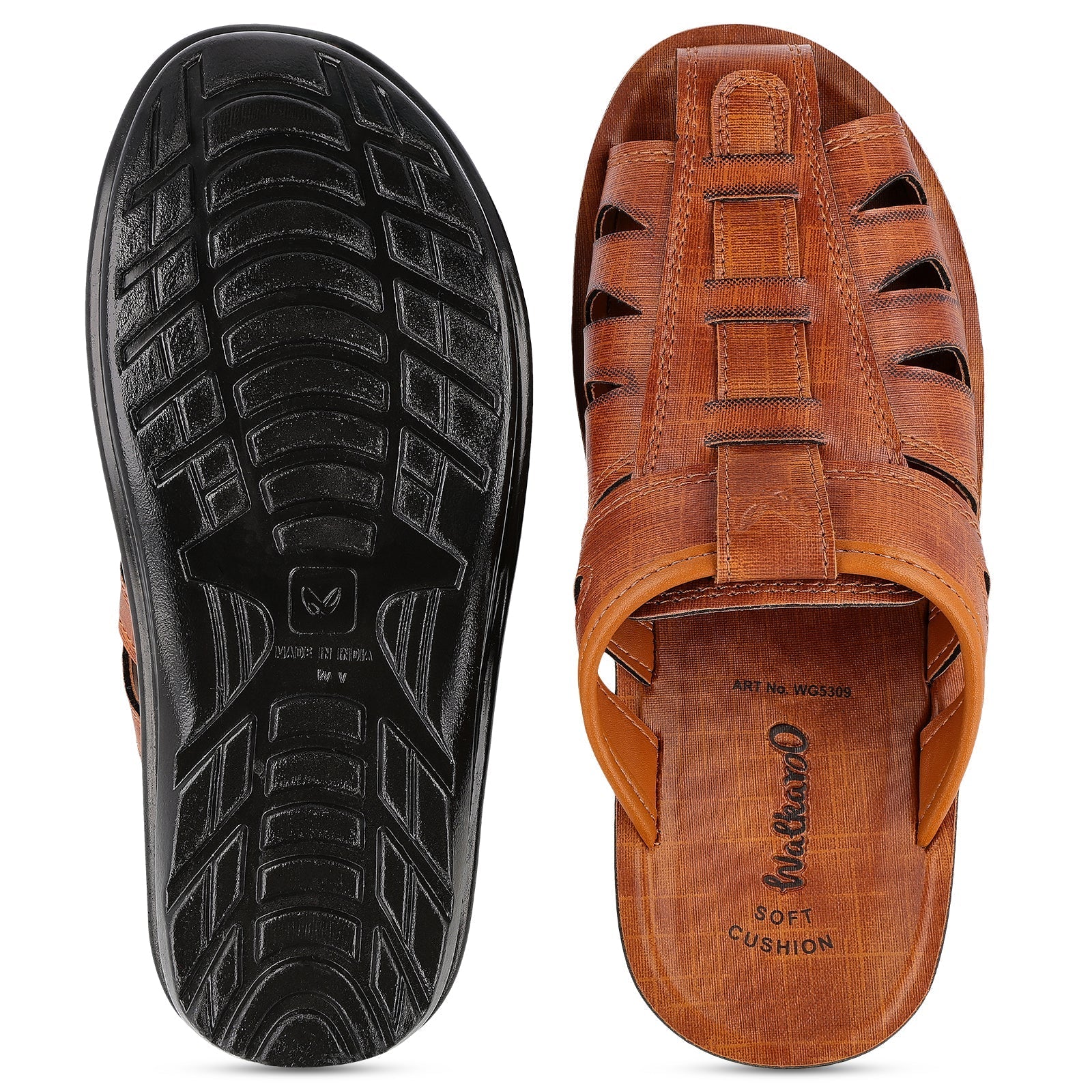 Men's Fishermen Cut Slide Sandals  - WG5309 Tan