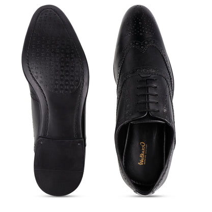 Men's Brogue Leather formals Shoes - WF6055 Black