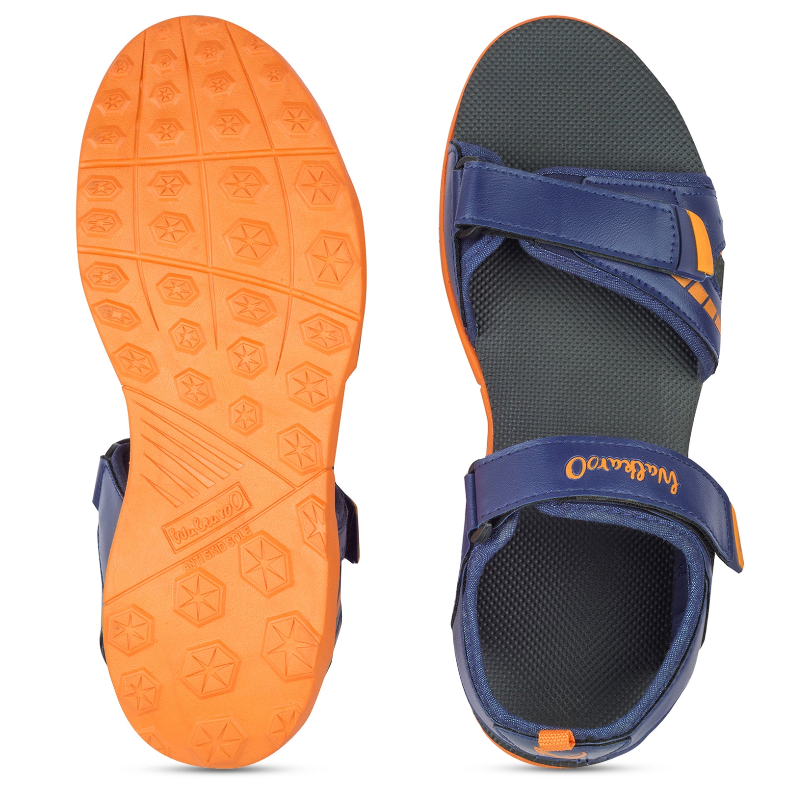 Walkaroo Mens Sandals  - WC4372 Navy Blue orange