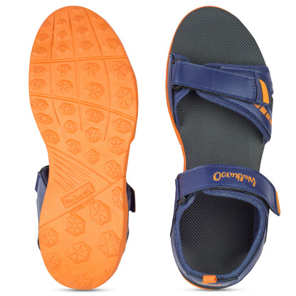 Walkaroo Mens Sandals  - WC4372 Navy Blue orange