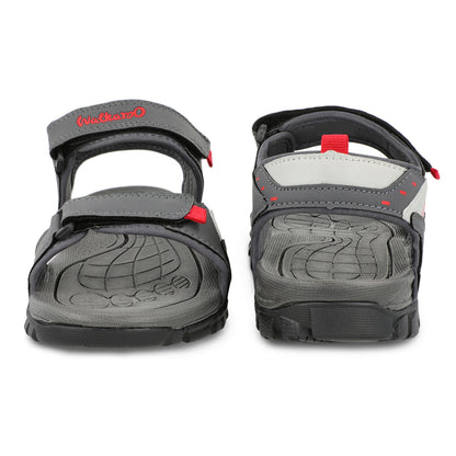 Walkaroo Men Strappy Floater Sandals  - WC4362 Grey Red