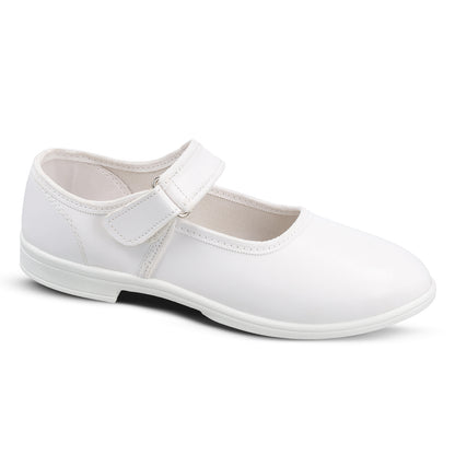Girls School Shoes - WV592 White