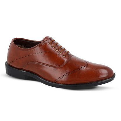 Men's Brogue Leather formals Shoes - 17137 Tan