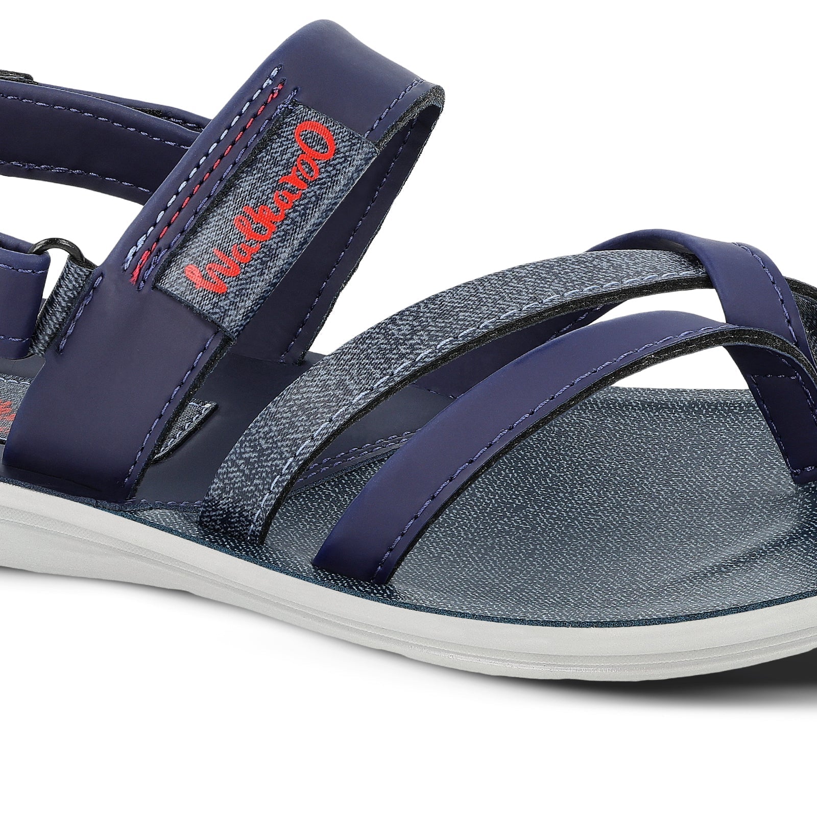 Walkaroo Boys Strappy Slide Sandals - W5767 Blue Grey - Walkaroo Footwear