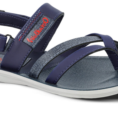 Walkaroo Boys Strappy Slide Sandals - W5767 Blue Grey - Walkaroo Footwear