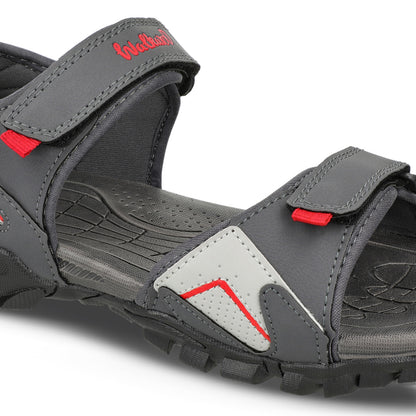 Walkaroo Men Strappy Floater Sandals  - WC4362 Grey Red