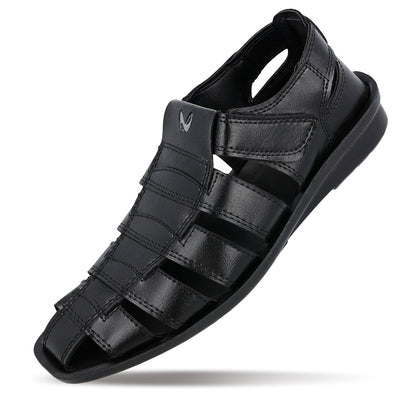 Walkaroo Men Solid Fisherman Sandals  - 13505 Black