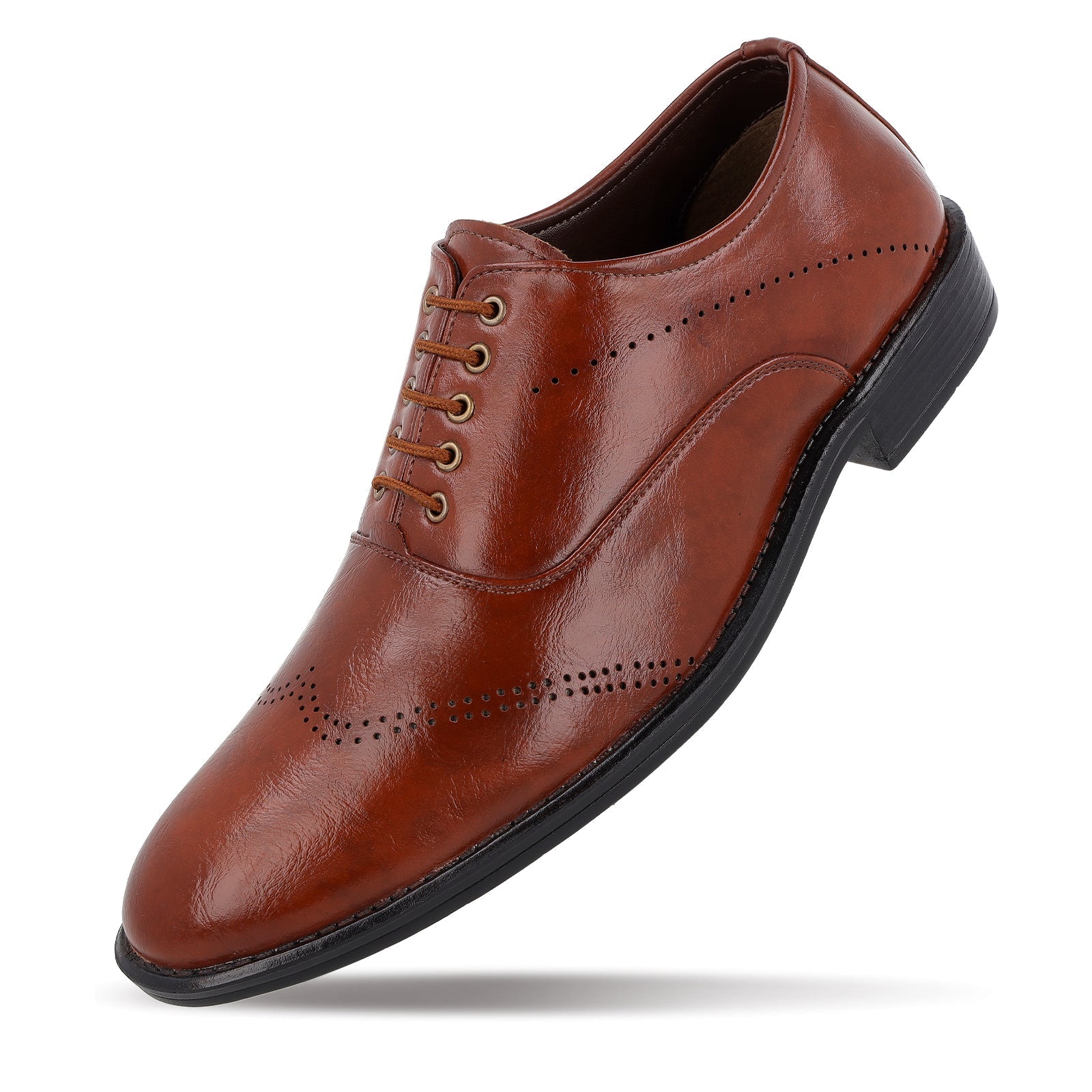 Men's Brogue Leather formals Shoes - 17137 Tan