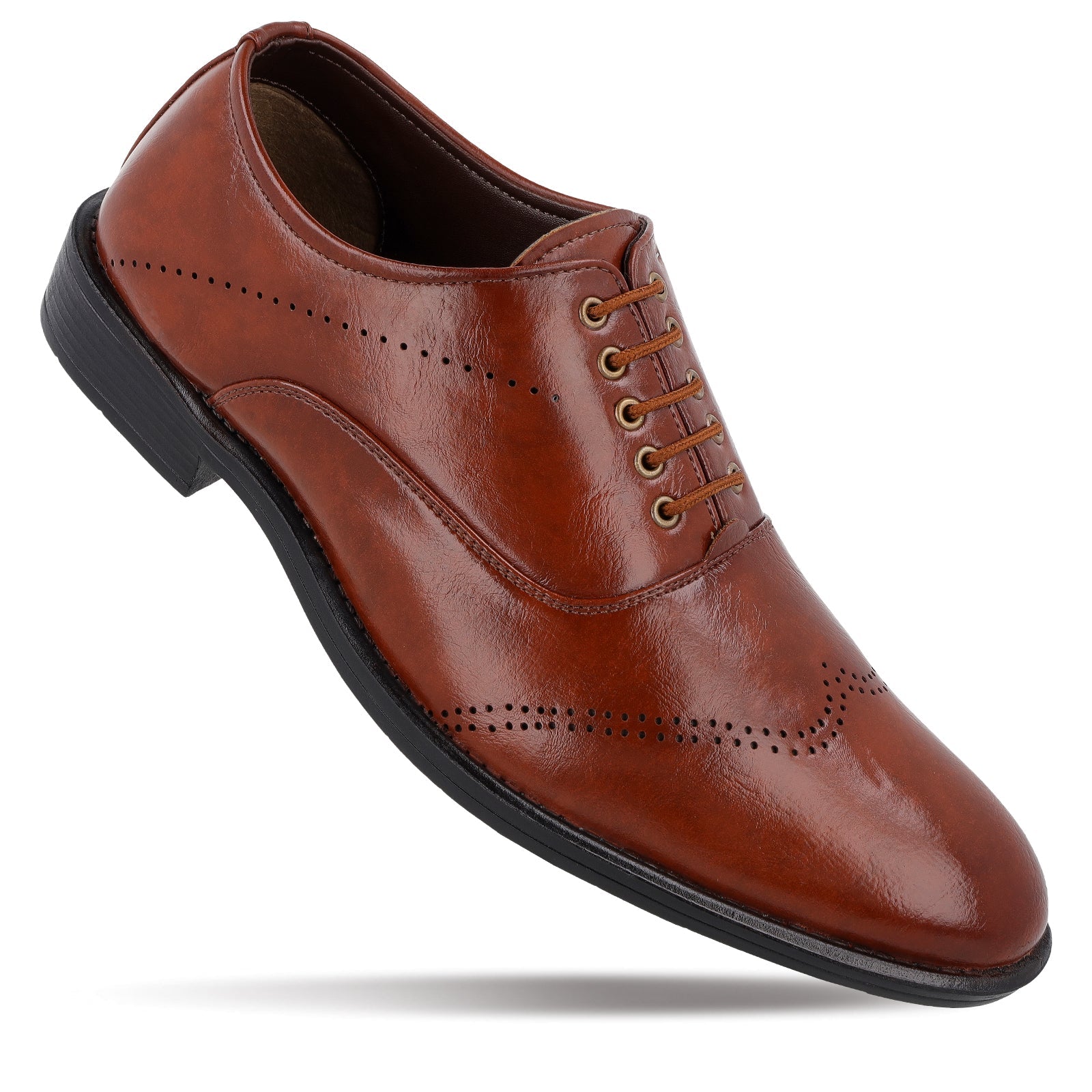 Men's Brogue Leather formals Shoes - 17137 Tan