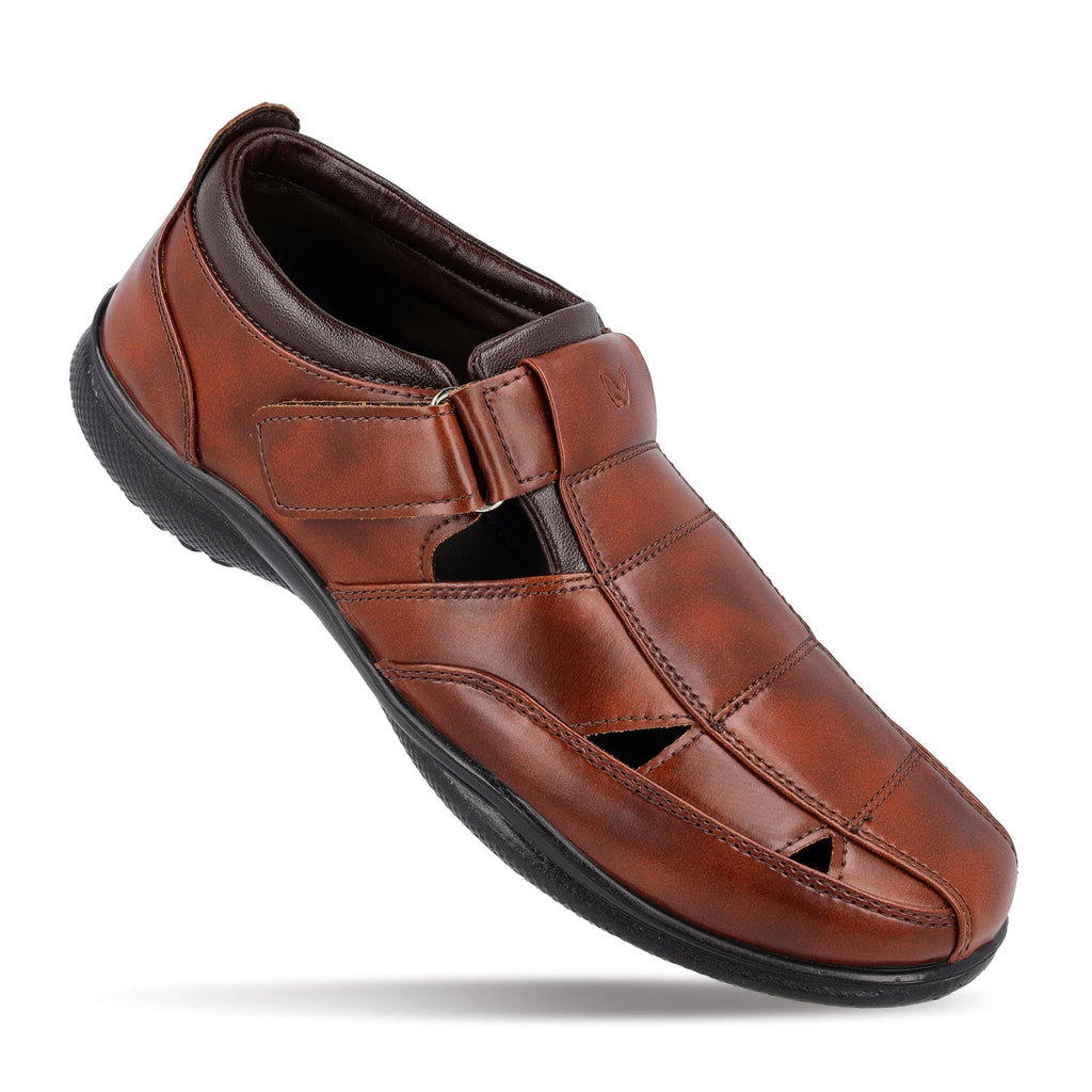 Walkaroo Xgo Men Solid Roman Sandals - WF6255 Brown – Walkaroo Footwear