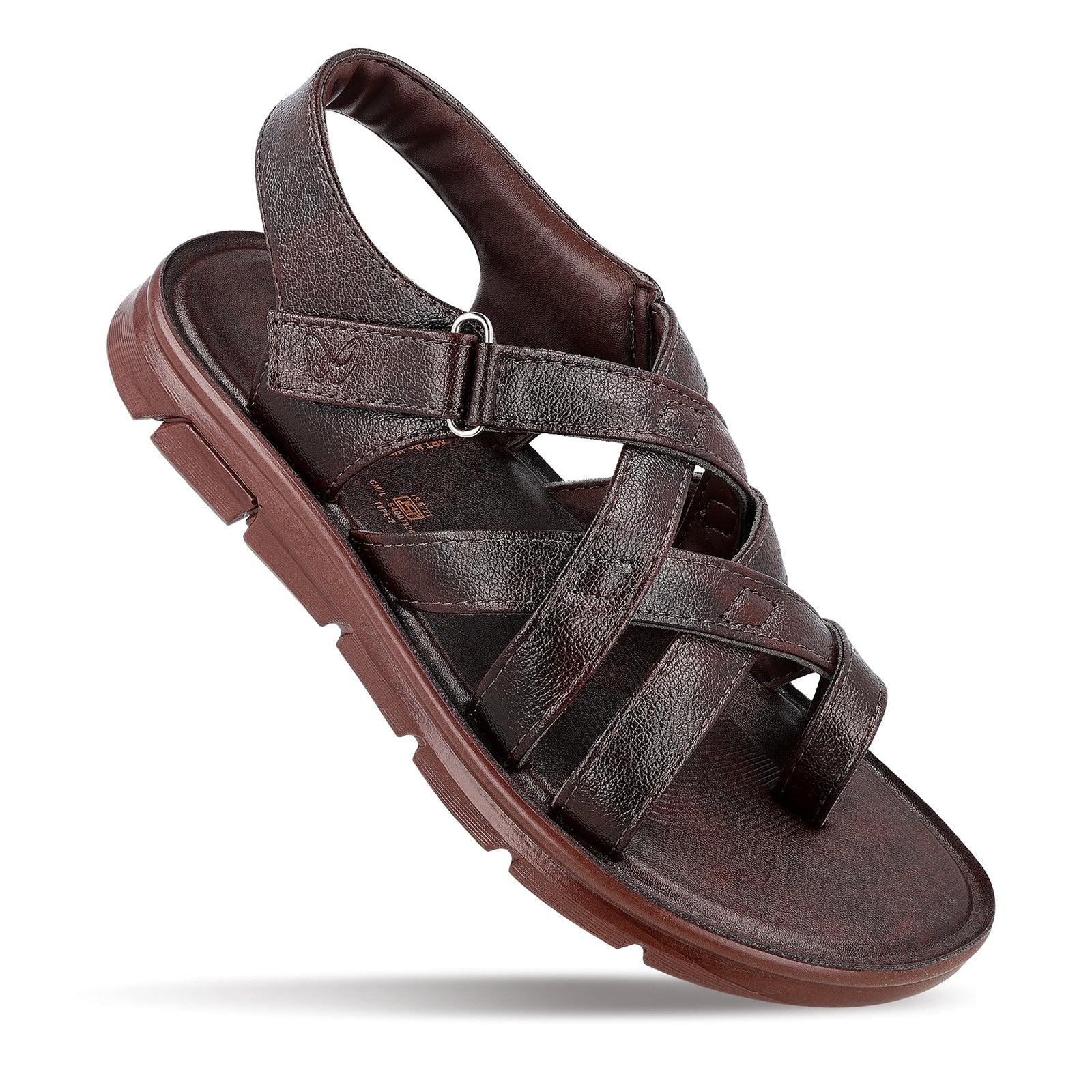 Men s Fisherman Sandals WE1717 BROWN Walkaroo Footwear