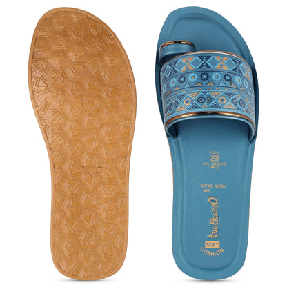Women's Slide Sandals - WL7684 Peacock Blue