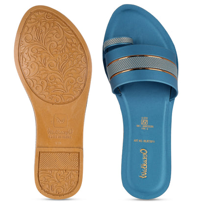 Women's Slide Sandals - WLR73015 Peacock Blue