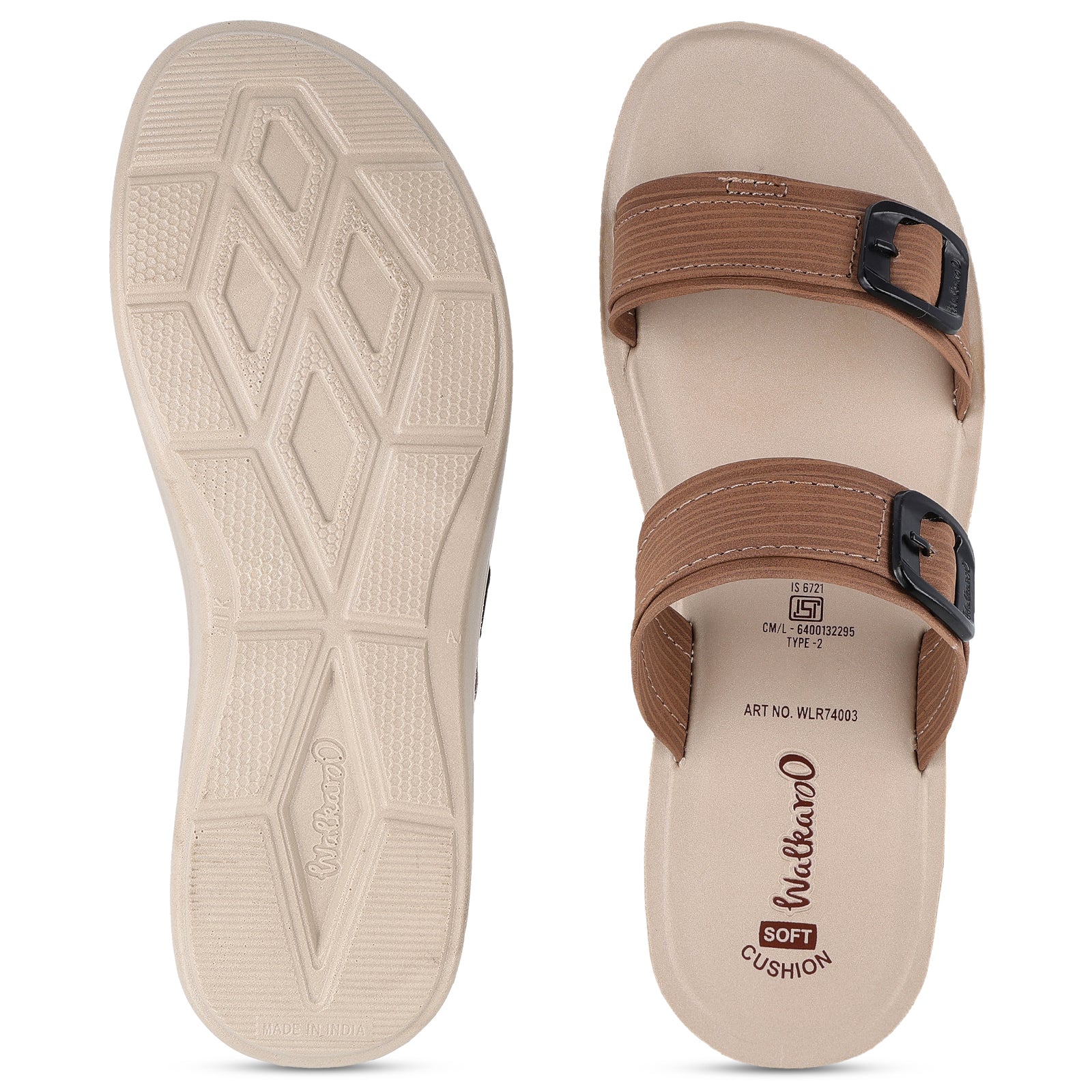 Women's Daily Wear Sandals  - WLR74003 Brown Cream