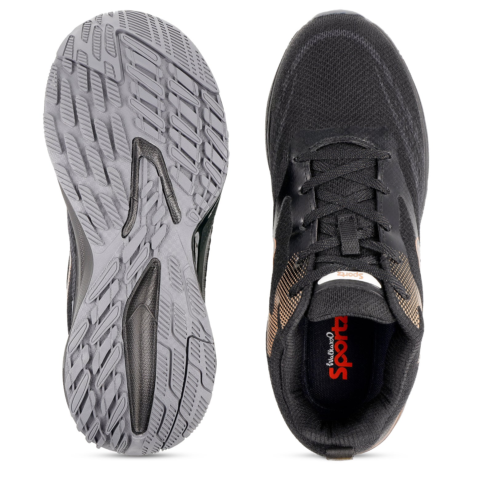 Men's Lace-up Sports Shoes - WS9167 Black Copper – Walkaroo Footwear
