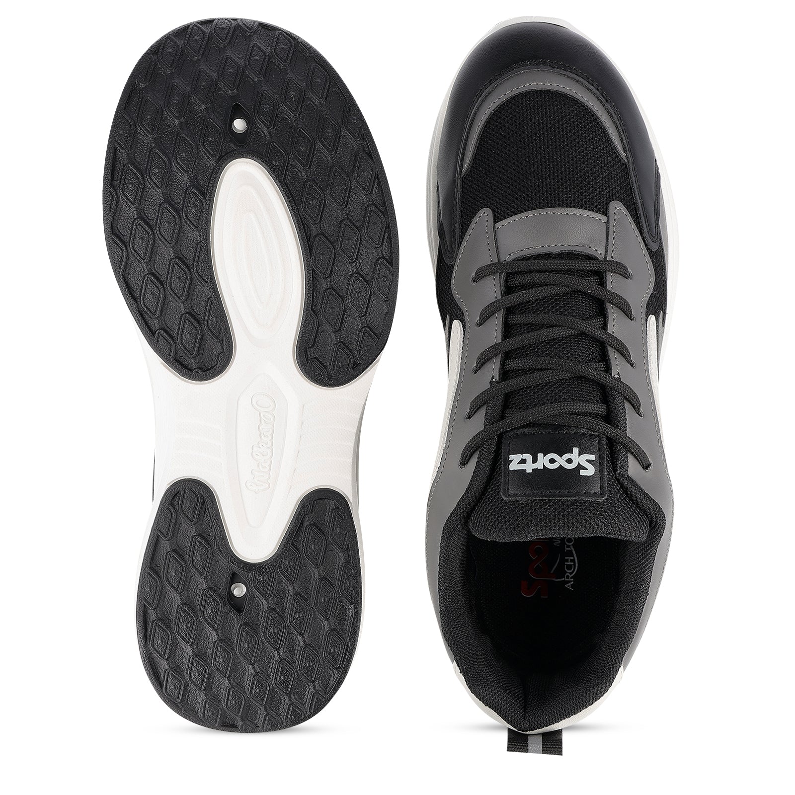 Men's Lace-up Walking Shoes - WS9129 Black Grey