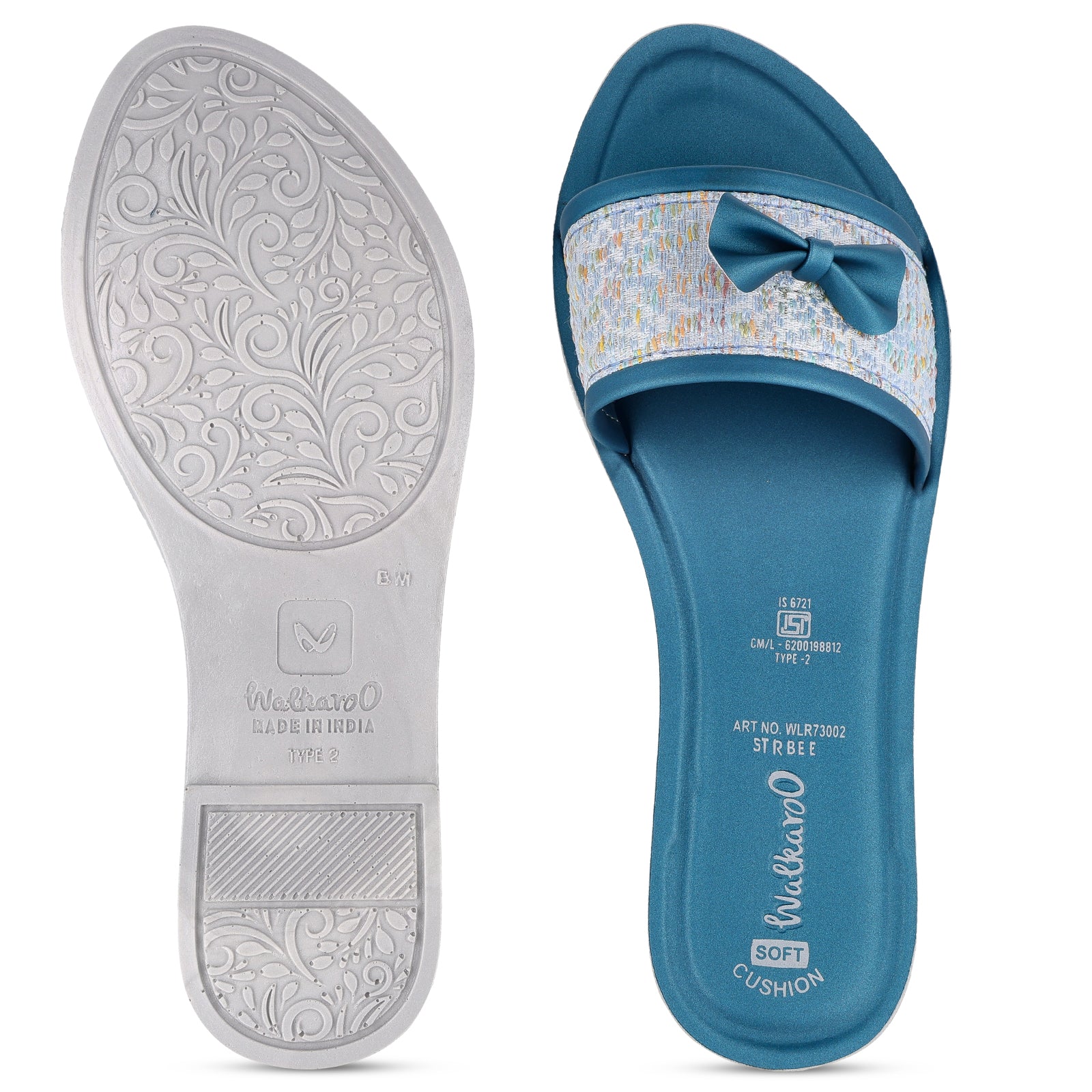 Women's Slide Sandals - WLR73002 Peacock Blue