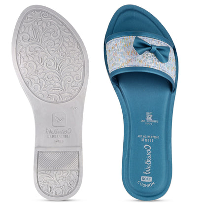 Women's Slide Sandals - WLR73002 Peacock Blue