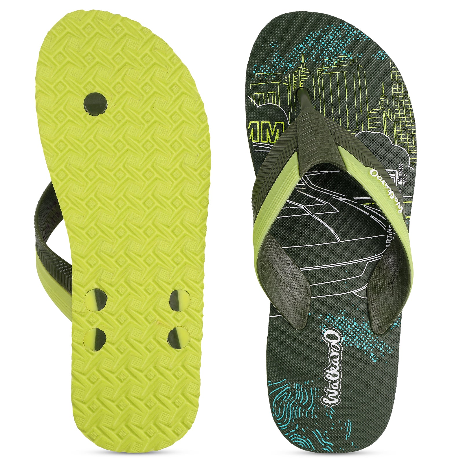 Men's Hawai Slippers - HG187 Olive Lemon