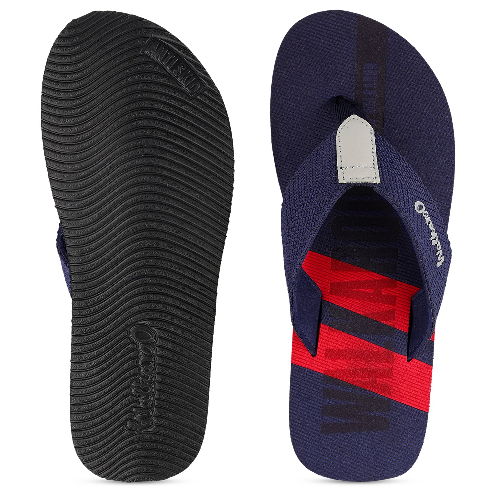 Men's Flip Flop Slippers - WC4257 Navy Blue Red
