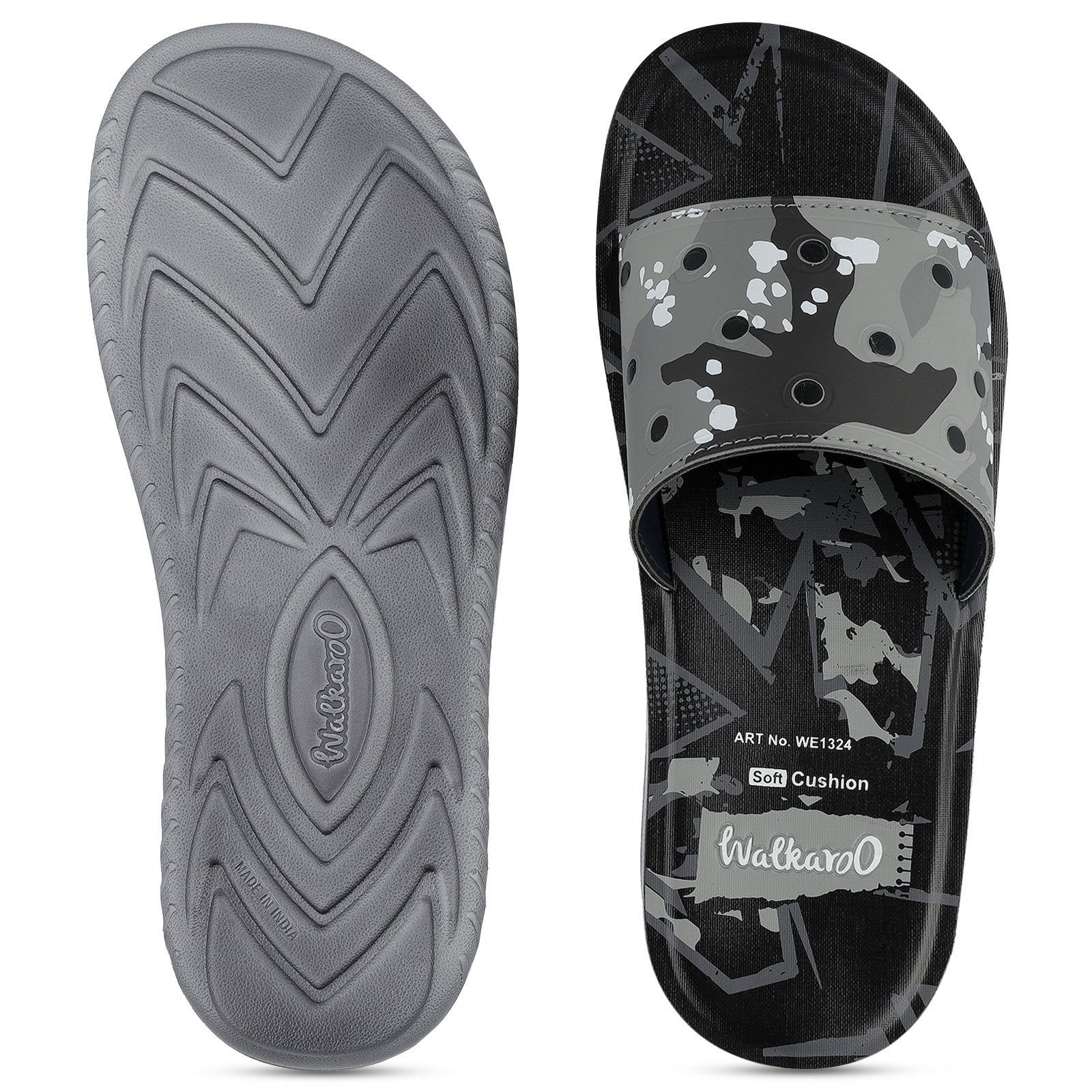 Printed Men's Slider - WE1324 Black