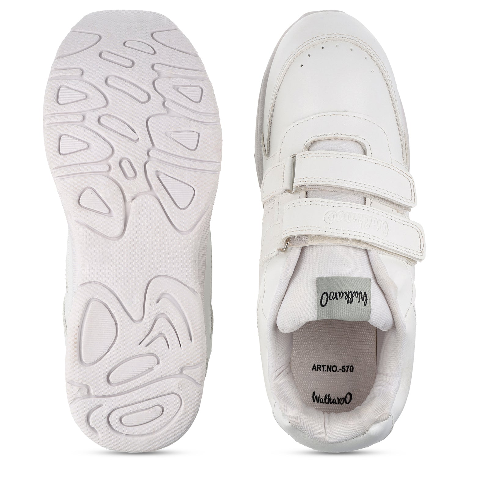 Walkaroo Kids School Shoes - 570 White - Walkaroo Footwear