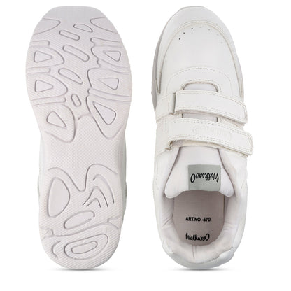 Walkaroo Kids School Shoes - 570 White - Walkaroo Footwear
