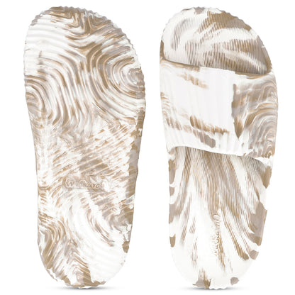 Men's Flip Flop Sliders  - WC8823 Khaki White