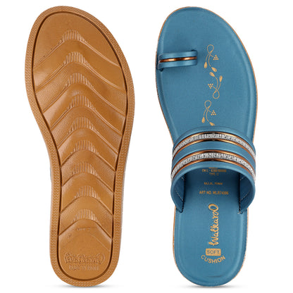 Women's Wedge Heel Sandals  - WLR74506 Peacock Blue