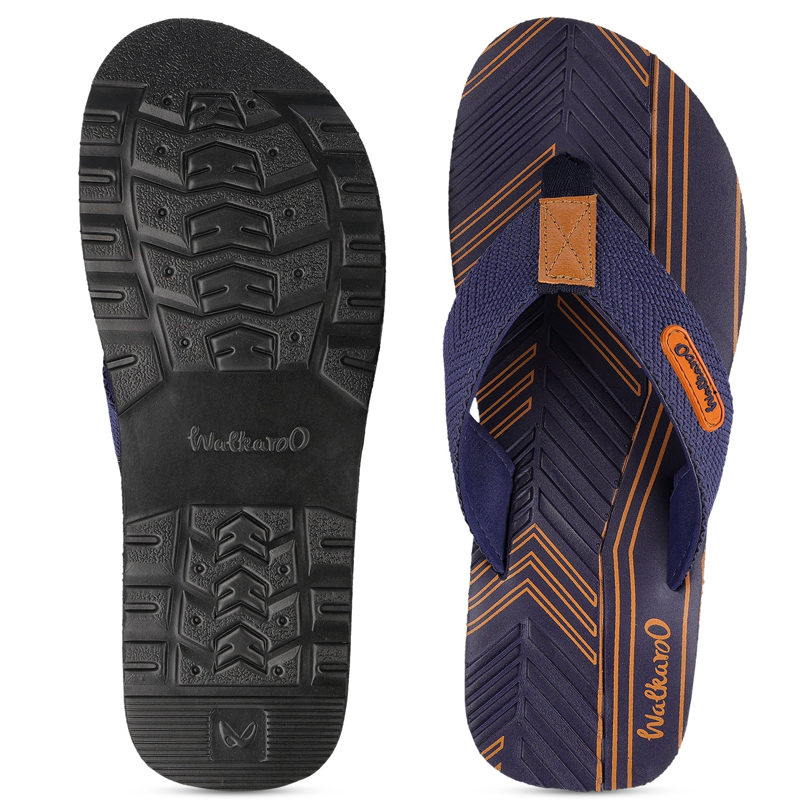 Men's Flip Flop Slippers - WC4280 Navy Blue Tan