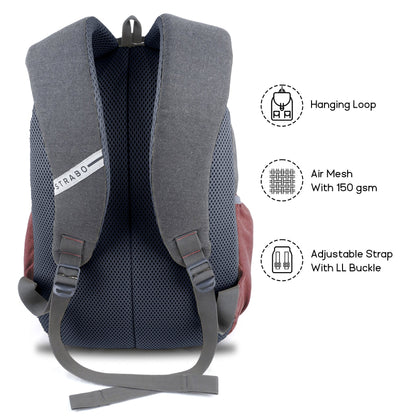 Strabo Cooper Laptop Bag - Colour Maroon 20L Capacity - Strabo 