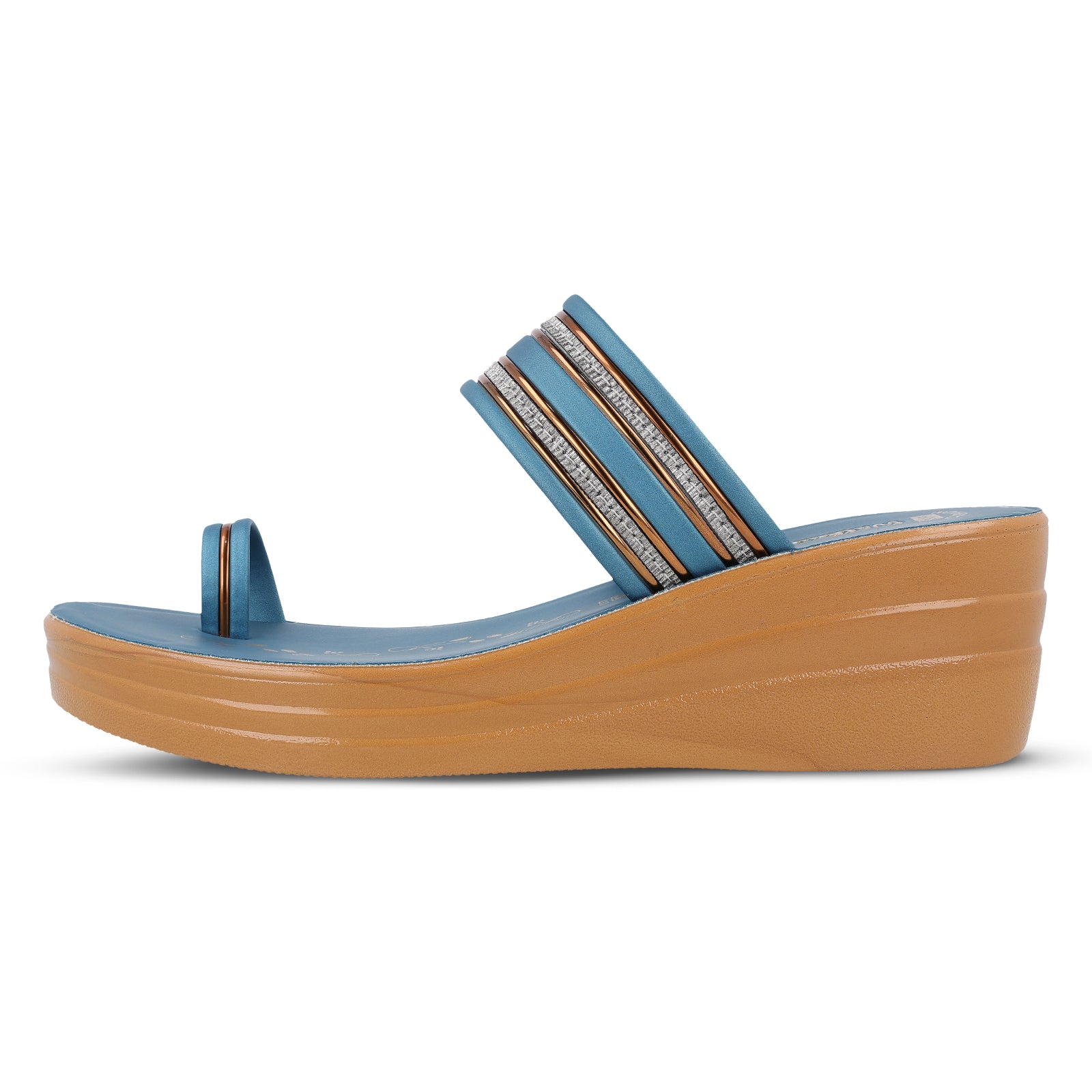 Women's Wedge Heel Sandals  - WLR74506 Peacock Blue
