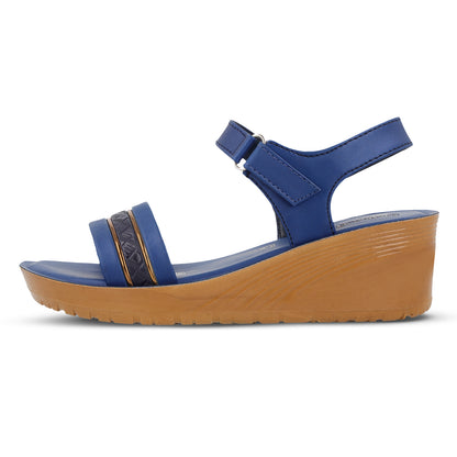 Women's Wedge Heel Sandals  - WLR77025 Navy Blue