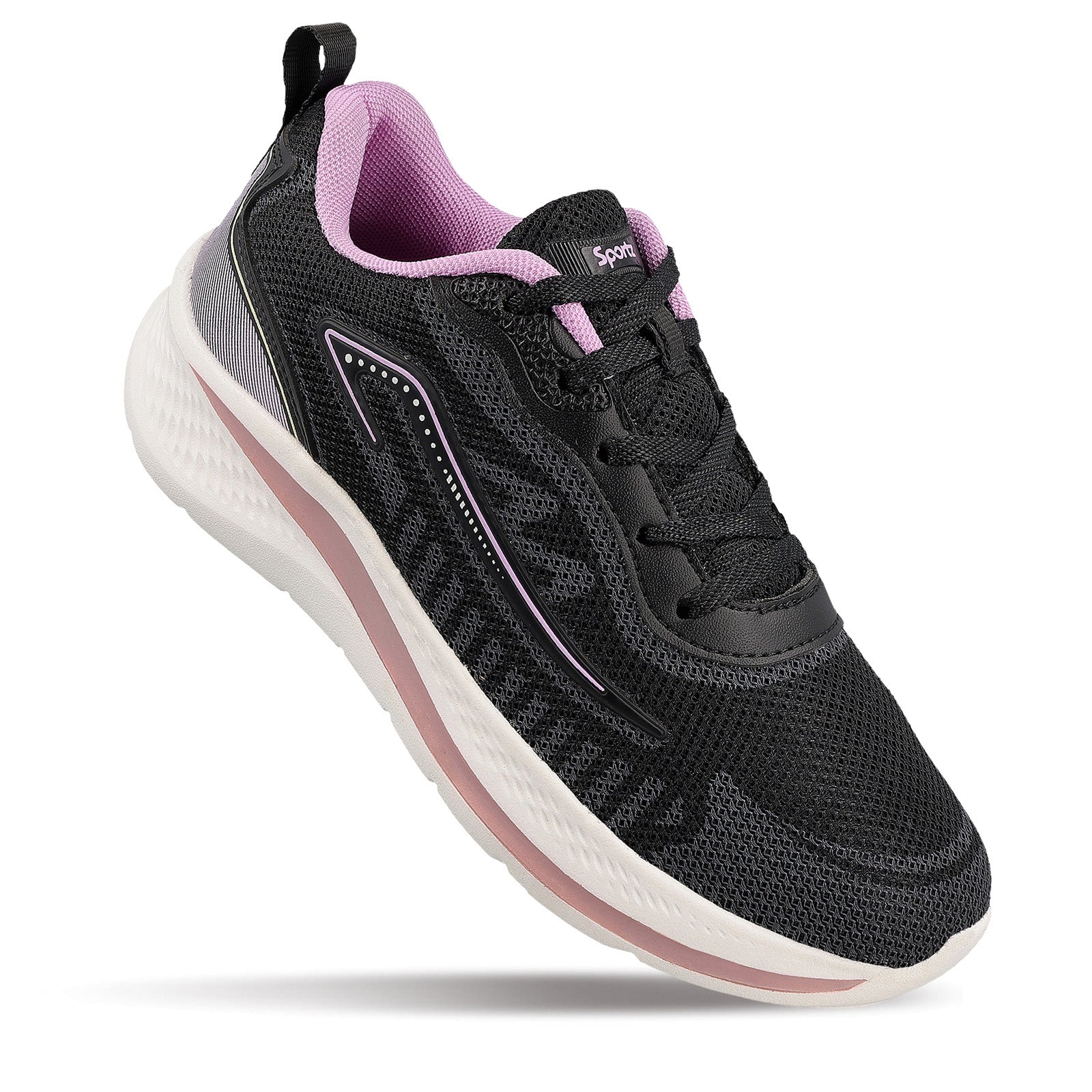 Women's Lace-up Sports Shoe - WS9918 Black