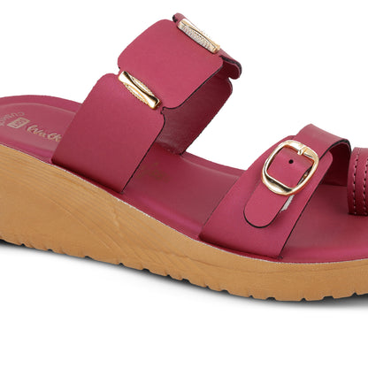 Women's Wedge Heel Sandals  - WLR74020 Maroon