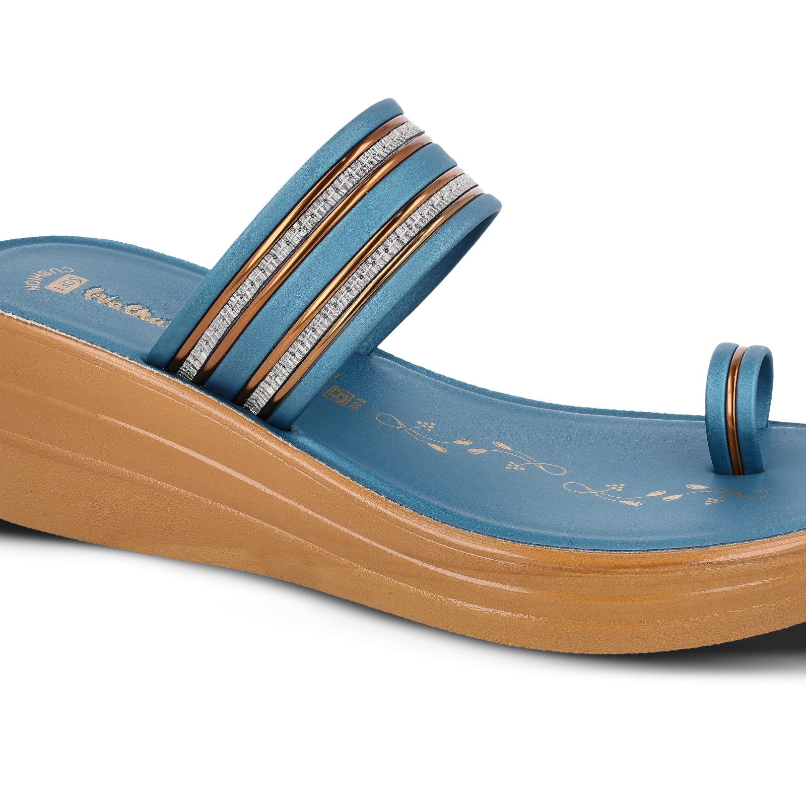 Women's Wedge Heel Sandals  - WLR74506 Peacock Blue