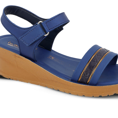 Women's Wedge Heel Sandals  - WLR77025 Navy Blue