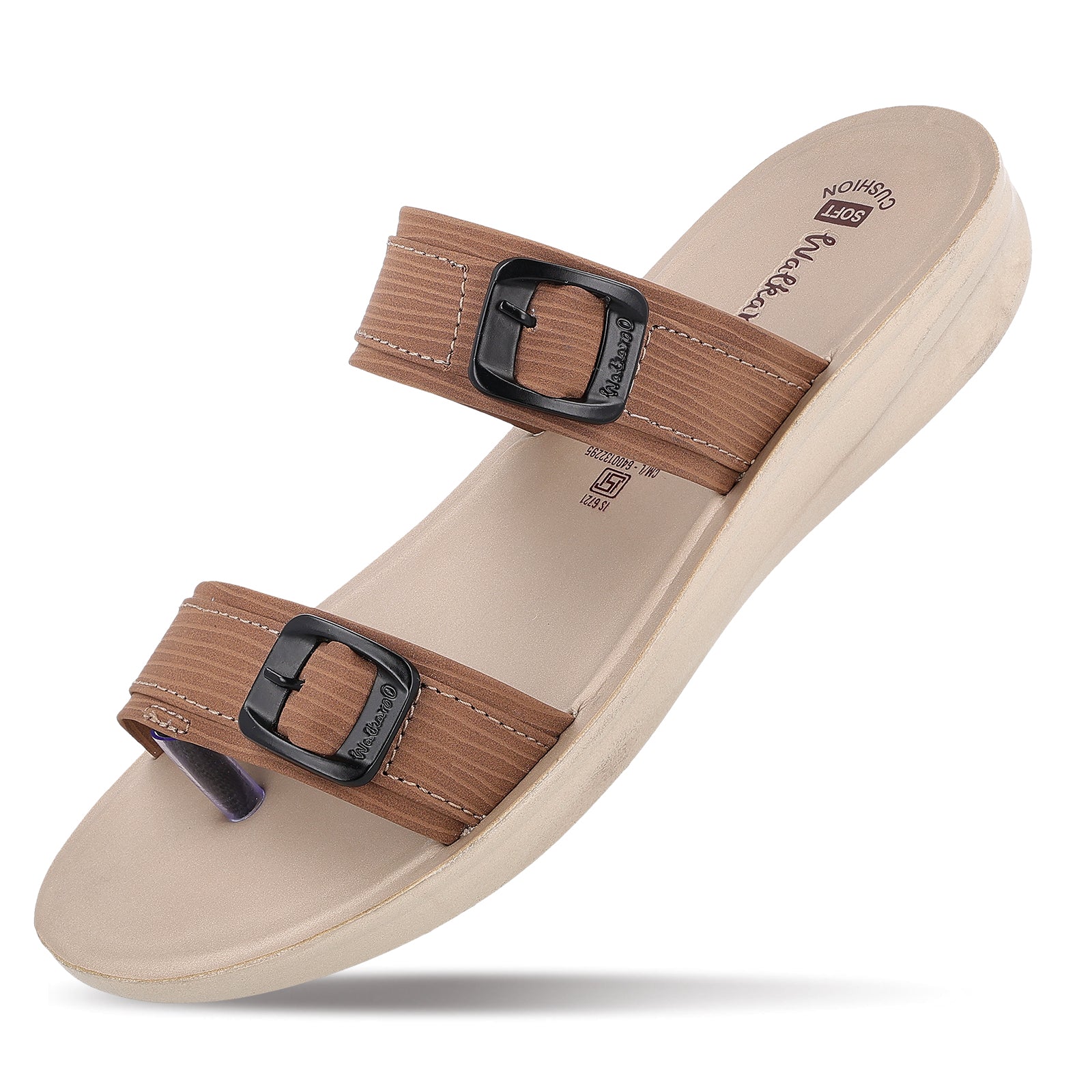 Women's Daily Wear Sandals  - WLR74003 Brown Cream